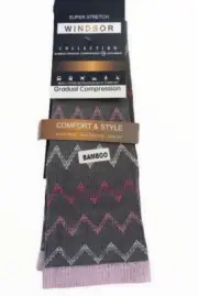 Windsor Gradual Compression Ladies Socks Castle Rock Gray 15/20 MMHG 20" L 10-13