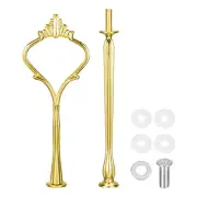 1 Set Cake Tray Stand Handle Plate Hardware Fitting, 2-Tiers Crown Gold