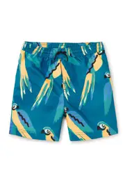 Tea Collection Mid-Length Swim Trunks 3.0 in Blue & Yellow Macaws at Nordstrom, Size 5