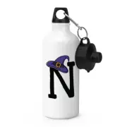 Letter N Witches Wizard Hat Sports Water Bottle Funny Witch Halloween Alphabet