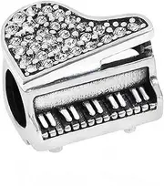 [ABUN] Music Piano Charms 925 Sterling Silver Birthstone Crystal Charms for Pandora 3mm Snake Chain Bracelets