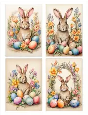 Junk Journal Ephemera Scrapbooking Card Toppers Journal Cards Easter Bunnies