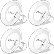 PumpMom-us 19mm and 21mm Oval Flanges Compatible with Medela Breast Pump Parts, Replace Nipple Shields for Pump in Style PersonalFit Flex, Freestyle Flex and Swing Maxi Connector (19mm + 21mm)