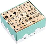 Wood Rubber Stamps Set - Wooden Stamp Symbol Signet for Journal - Creative Wooden Diary Signet Scrapbook Stamp Set for Diary, Planner, Letter