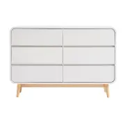 Merlin White Modern Retro Chest of Drawers Cabinet White and Oak