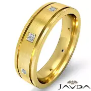 Men Flat Edge Ring Princess Diamond Eternity Wedding Band 18k Yellow Gold 0.17Ct