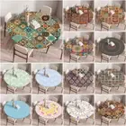 Fractal Flower Round Table Cover Cloth Protector Tablecloth Waterproof Kitchen