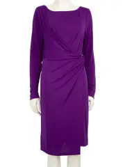 Purple Draped Knee Length Dress
