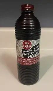 Glass Bottle Old English Furniture Polish Ribbed Beehive UNOPENED Vintage