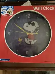 peanuts 50th anniversary wall clock snoopy nib