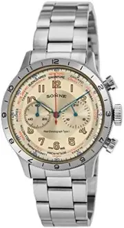 Sonne Watch Pilot Chronograph Type-I Ivory Dial HI003IV Stainless Gift Japan