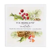 Via Mercato Natale Gift Set, 4-50 Gram Shea Butter Holiday Scented Soaps