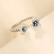 Ring Setting for 8-9mm Round Beads Flower Shape 925 Silver Adjustable Ring Base