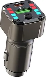 Type C Car Charger Fast Charging,50W Type C Double Port Charger Power Block - Phone Adapter with Ambient Lights for Tablet, Laptop