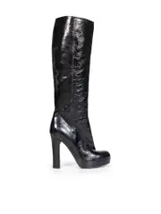 Black Knee High Patent Leather Boots