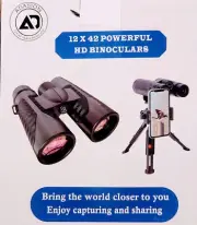 Adaison 12 x 42 HD HIGH POWERED BINOCULARS for Adults-w/ PHONE ADAPTER & TRIPOD