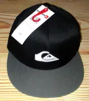 MENS QUIKSILVER BLACK GRAY FLEXFIT FITTED HAT CAP SIZE S/M