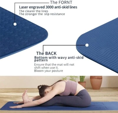Clearance 8mm/6mm Thick TPE Yoga Mat, 181x80cm Non-slip, Exercise Mat, Gym Mat