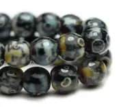 Qty 50 - 4mm Round Black Druk w/ Picasso Finish Czech Glass Beads
