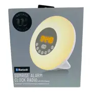 Wayland Square Sunrise Alarm Clock Radio w/LED Display & Bluetooth Connectivity