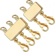 Prasacco 2 Pieces Necklace Layering Clasps, Magnetic Necklace Connector Gold Magnetic Necklace Separator for Layering Multi Strands Clasps for Layered Bracelet Necklace