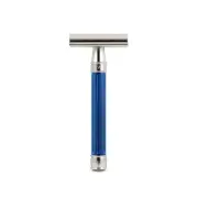 EDWIN JAGGER 3one6 Stainless Steel Grooved Blue Double Edge Safety Razor NEW