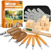 Herramientas para tallar madera Juego de cuchillos para tallar a mano 22 piezas