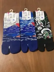 DAISO JAPAN Mens Tabi socks ３set 25-27cm US:7-9 Mount Fuji & Wind and Thunde God