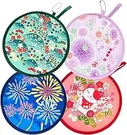 MXY Foldable Fan Summer Handheld Fan Round Folding Hand Fan for Personal Daily Use, Decoration, Wedding, Party Decor, Dancing, Performance 4 Different Patterns