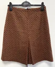 NEW! Phase Eight UK10 Eur38 US6 brown/rust square patterned A-line lined skirt