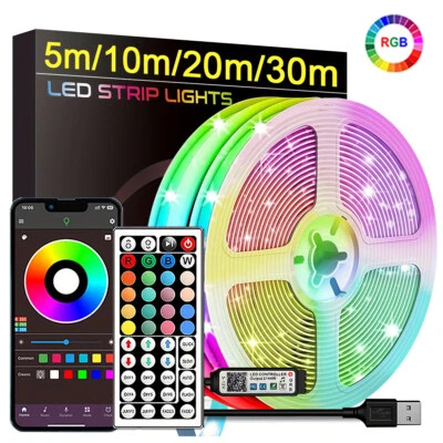 RGB Led Strip Lights 5m 10m 20m 30m Led Room Light with APP Control Flexible Rib