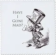 3dRose qs_110410_3 Mad Hatter Have I Gone Mad Alice in Wonderland Quilt Square, 8 by 8"