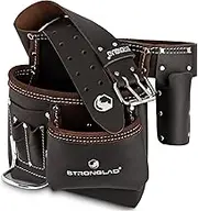 STRONGLAD 5-Pocket Leather Tool Belt - Carpenter & Electrician Toolbelt for Men, Brown