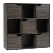 Costway 9-Cube Bookcase Storage Cabinet Display Shelf Grey