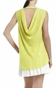 BCBGMAXAZRIA Eliza Cowl Back Light Lemon Green Top Size M