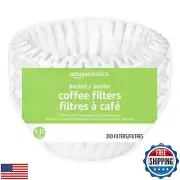Amazon Basics Basket Coffee Filters for 8-12 Cup Coffee Makers, White, 200 Co