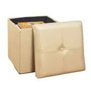 Simplify Faux Leather Folding Storage Ottoman Cube in Metallic Gold