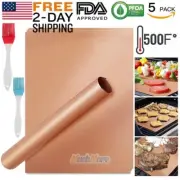 5x Copper Grill Mat BBQ Pad Non Stick Barbecue Mat Cooking Chef Bake Reusable US