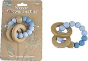 Koala Dream CA3004A Wooden Silicone Rings TEETHER-Blue : Silicone Teether for Babies