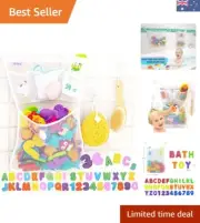 Educational Kids Bath Toys Set: 36 Foam Letters & Numbers with Organizer Net