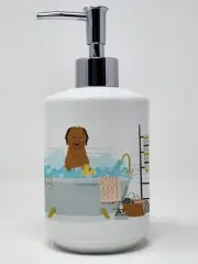 Brown Briard in Bathtub Ceramic Soap Dispenser Hand Soap Dispenser Pump Bottles