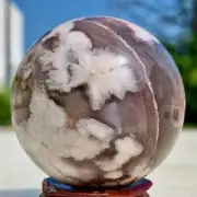 200G Natural Sakura Flower Agate QUARTZ Sphere Crystal Ball Healing