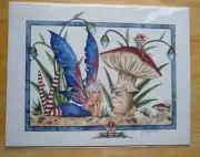AMY BROWN Fairy Print - LAZY DAYS TOADSTOOL w/FACE, SPRITES 2001 RARE