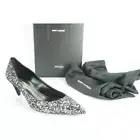 Saint Laurent Charlotte 55MM Super Black Glitter Pointy Toe Pumps SZ 38 NIB $795
