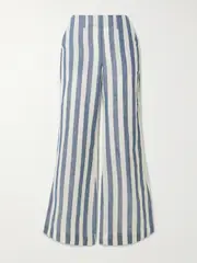 [ALIX OF BOHEMIA] ALIX OF BOHEMIA - Charlie Sailor Striped Linen And Cotton-blend Flared Pants - Blue - US6 US 6 Blue