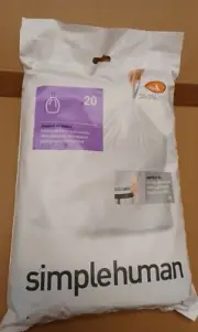 Code H SIMPLEHUMAN Custom Trash Bags Can 35 Liter / 8-9 Gallon, White, 20 Count