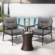 Livsip Outdoor Furniture Lounge Setting Ice Bucket Brown Table 2 Seater