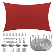 COLOURTREE 14 ft. x 16 ft. 190 GSM Red Rectangle Sun Shade Sail with Rectangle