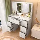 Bedroom Vanity Table Set Dressing Table Make up Desk White w/ LED Lighted Mirror