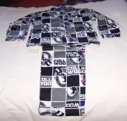 Collingwood Magpies AFL Boys Black White Squares Flannel Pyjama Set Size 8 New